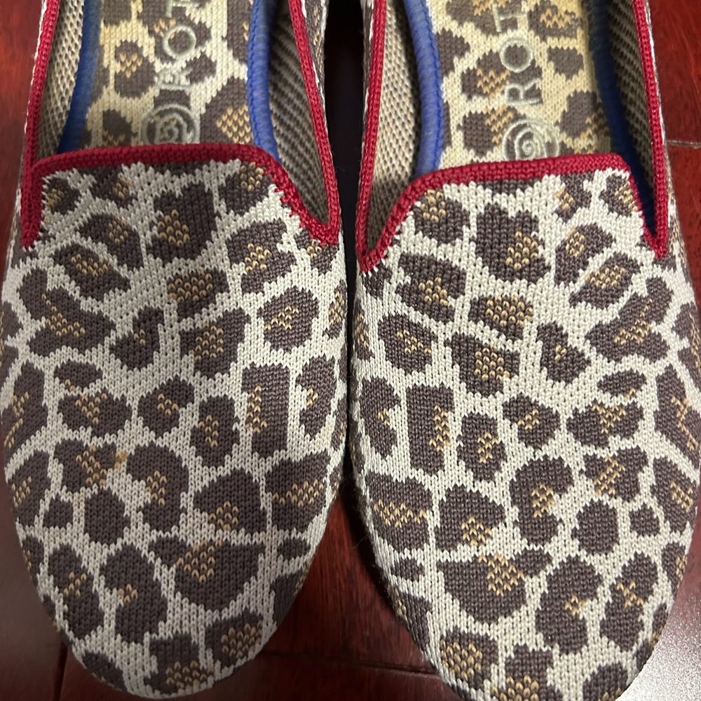 Rothy's Leopard Print loafers with Red and Blue Trim - Picture 3 of 10